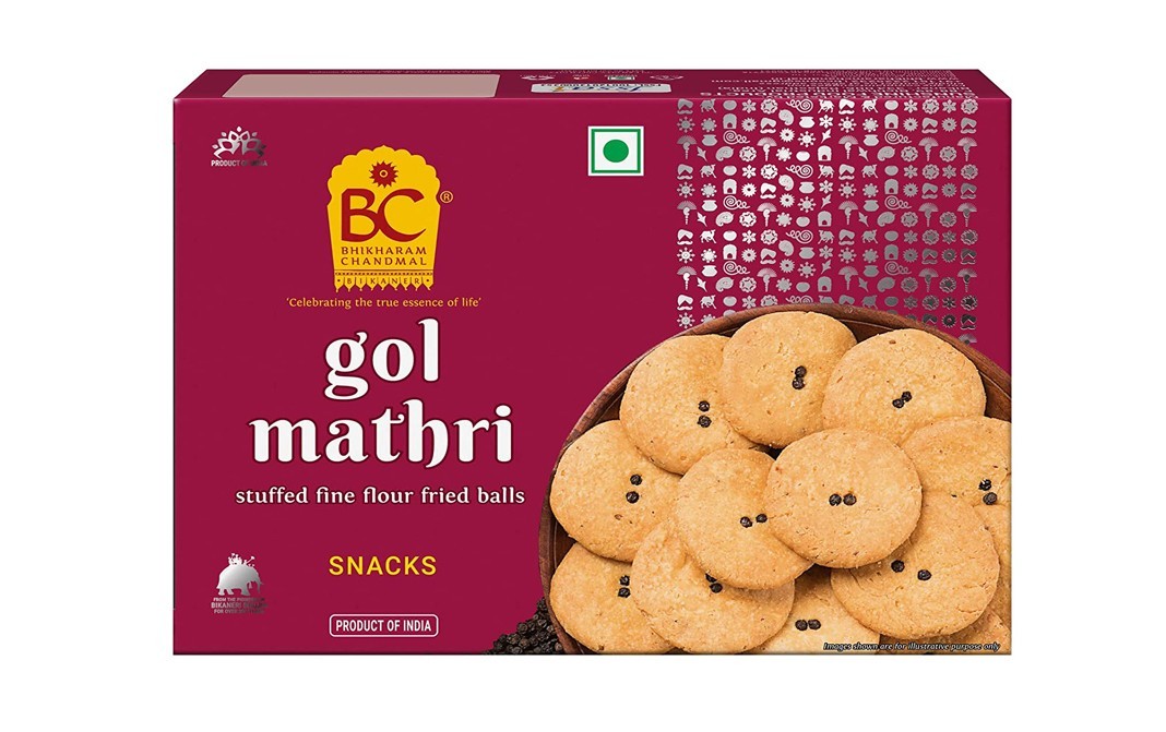 Bhikharam Chandmal Gol Mathri Stuffed Fine Flour Fried Balls    Pack  375 grams